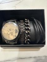 Watch and Bracelet Set in Gun Metal 